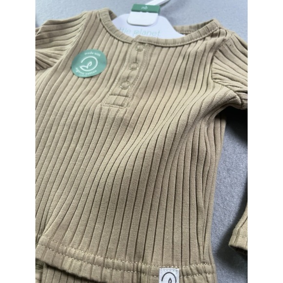 Little Planet Carters Unisex Baby 3M Set 2 Long Sleeve Tops & Pants Organic Tan - Picture 4 of 9